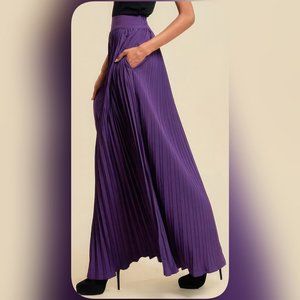 🆕Purple Pleated Maxi Skirt With Buttons And Pockets